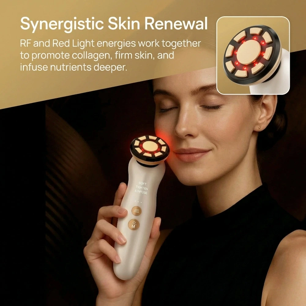 Skincare Glowing - Masseur facial RF, thérapie par lumière
