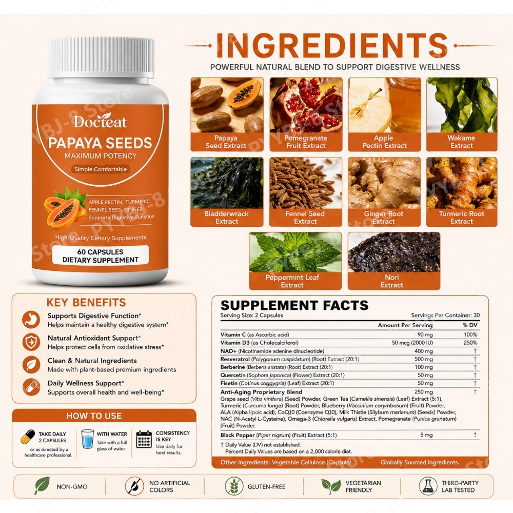 Capsules de graines de papaye  - Licorice Root Extract avis et prix